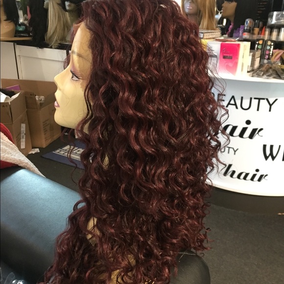 Red Wine Wig Long Curly Lacefront Wig - Picture 5 of 8